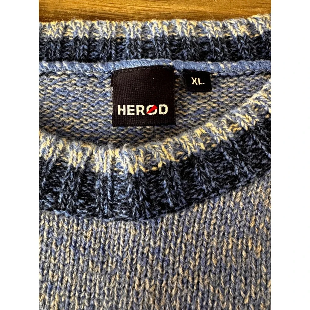 HEROD CRICKET CLUB Sweater Mens‎ XL Blue Red Stripe Raglan Crew Neck Knit